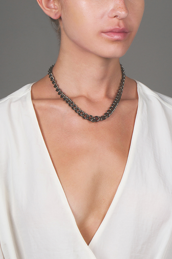 Yves Saint Laurent Grey Curb Chain Necklace Rent Yves Saint Laurent